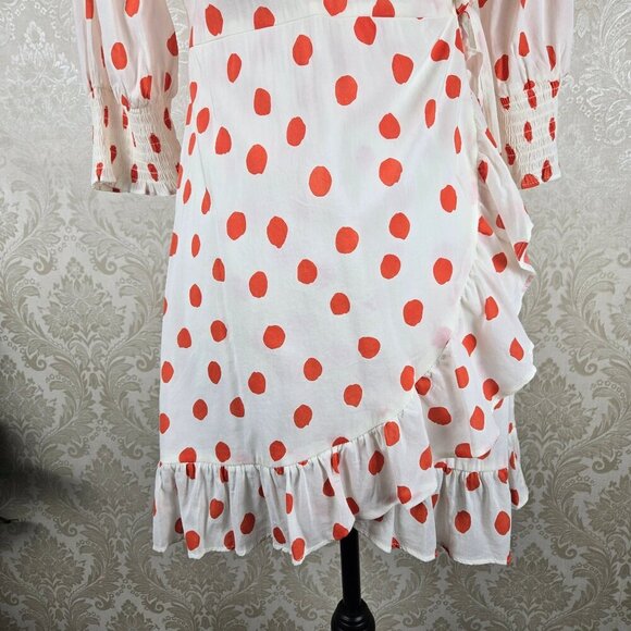 RIXO x Target Size Small Red Polka Dot Wrap Dress Ruffle Accents Puff Sleeve NWT - Picture 3 of 16
